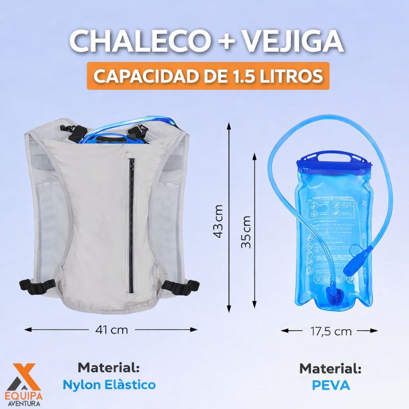 Chaleco de hidratación con bolsa de agua de 1,5 L