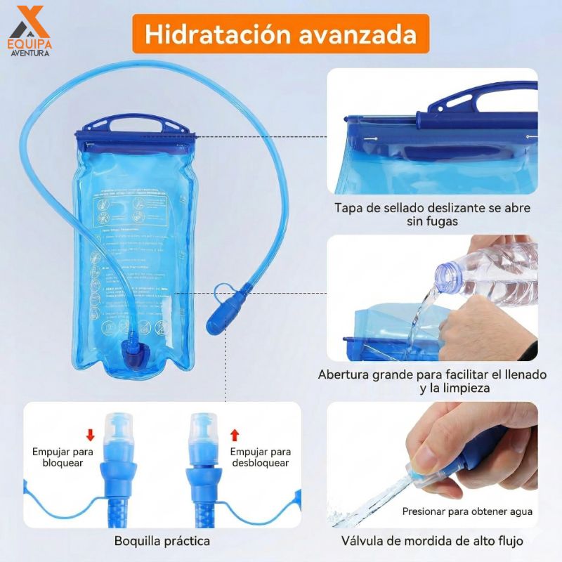 Chaleco de hidratación con bolsa de agua de 1,5 L