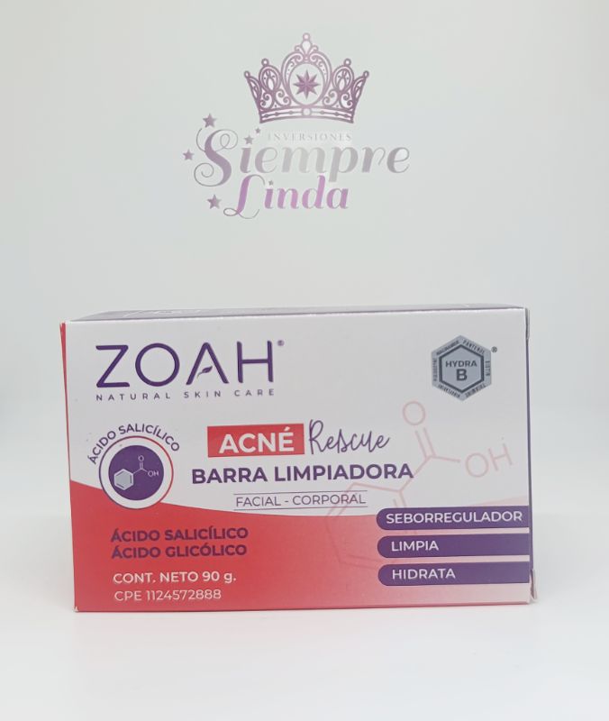 ACNE RESCUE BARRA LIMPIADORA ZOAH 90G