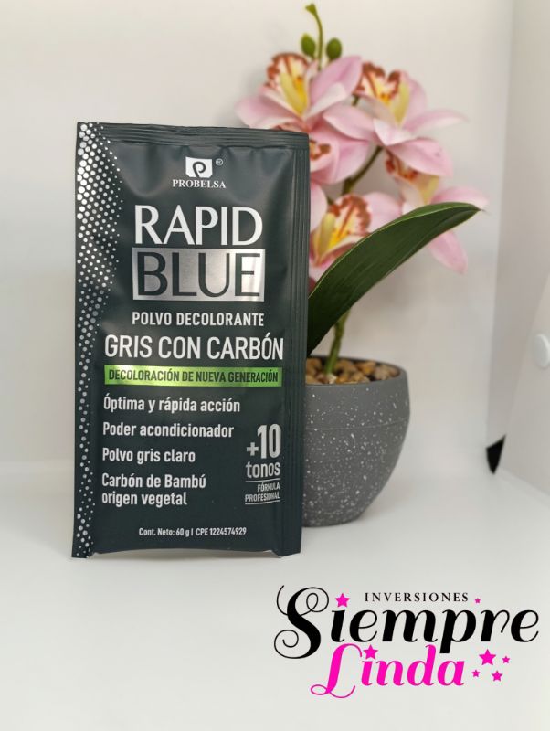POLVO DECOLORANTE GRIS CON CARBÓN RAPID BLUE 60G