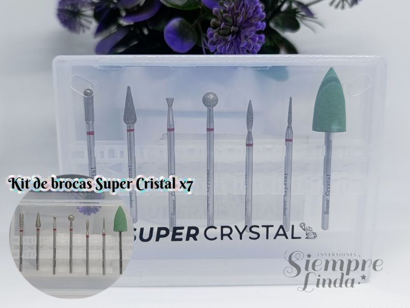 KIT DE BROCAS PUNTAS DE PARA MANICURE RUSA SUPER CRISTAL X7
