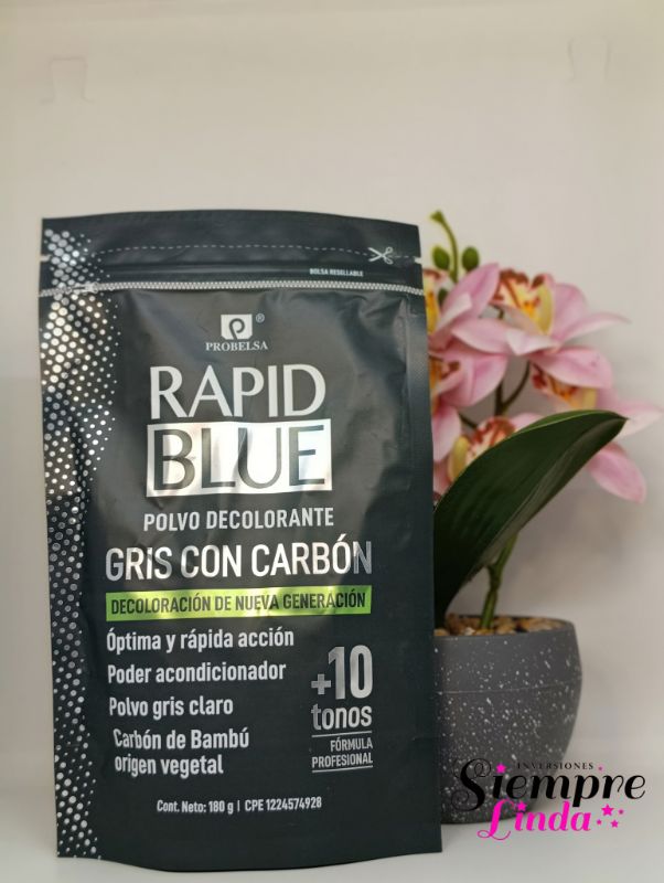 POLVO DECOLORANTE GRIS CON CARBÓN RAPID BLUE 180G