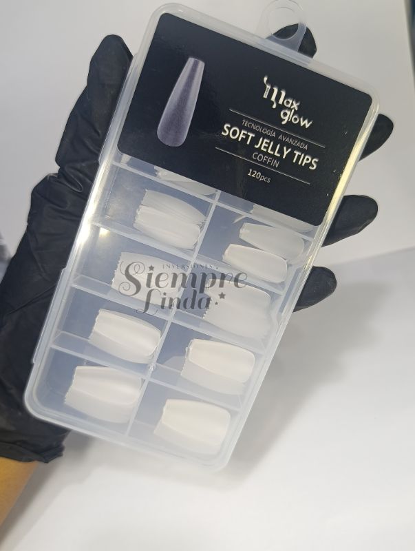 UÑAS JELLY TIP LARGE COFFIN X120 MAXGLOW TEC AVANZADA