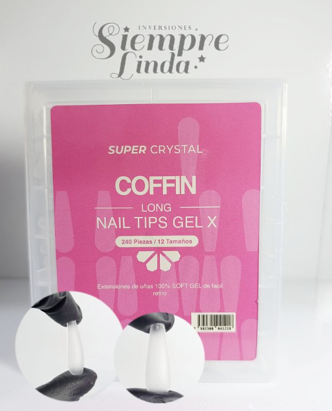 SOFT GEL TIPS COFFIN LONG 240 PCS
