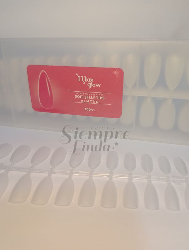 UÑAS JELLY TIP ALMOND MAXGLOW X300 TECNOLOGIA AVANZADA