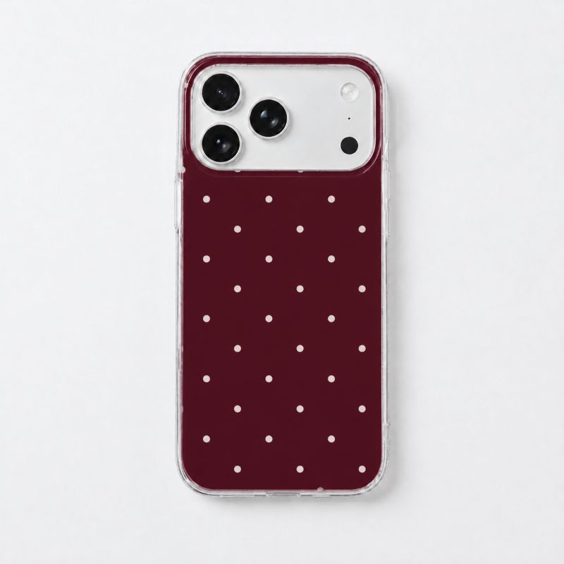 FORRO | DISEÑO DE PUNTOS BLANCOS | COLOR VINO | IPHONE 17 PRO MAX / 18 PRO MAX