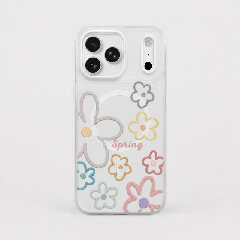 FORRO | DISEÑO DE FLORES "SPRING" | COLOR BLANCO | IPHONE 17 PRO MAX / 18 PRO MAX
